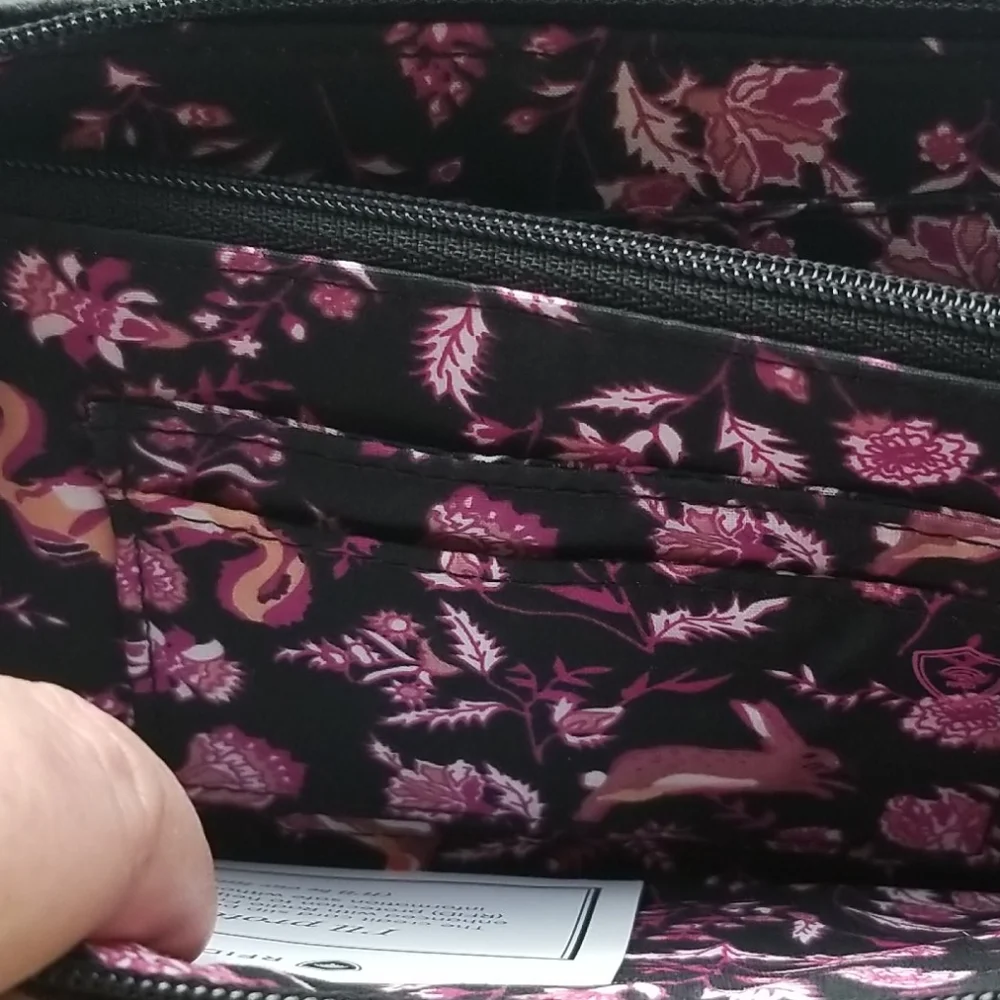 Vera bradley Rfid black velvet slim wristlet